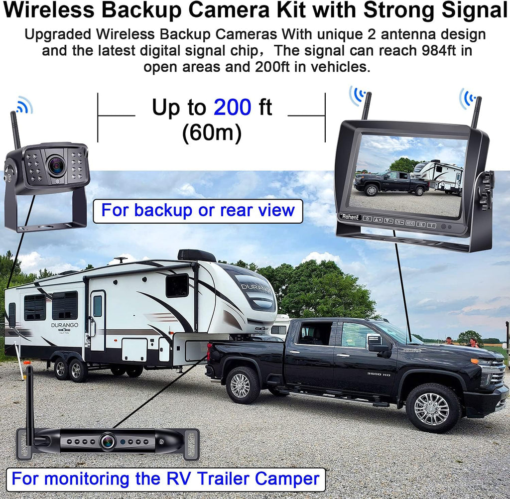 Wireless Backup Camera System with 7 Inch Monitor and 2 Cameras Z1665