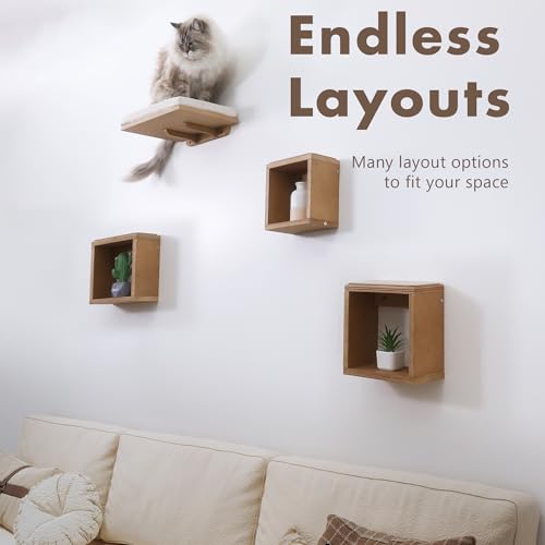 Set of 4 Cat Wall Shelves and Bed R520014