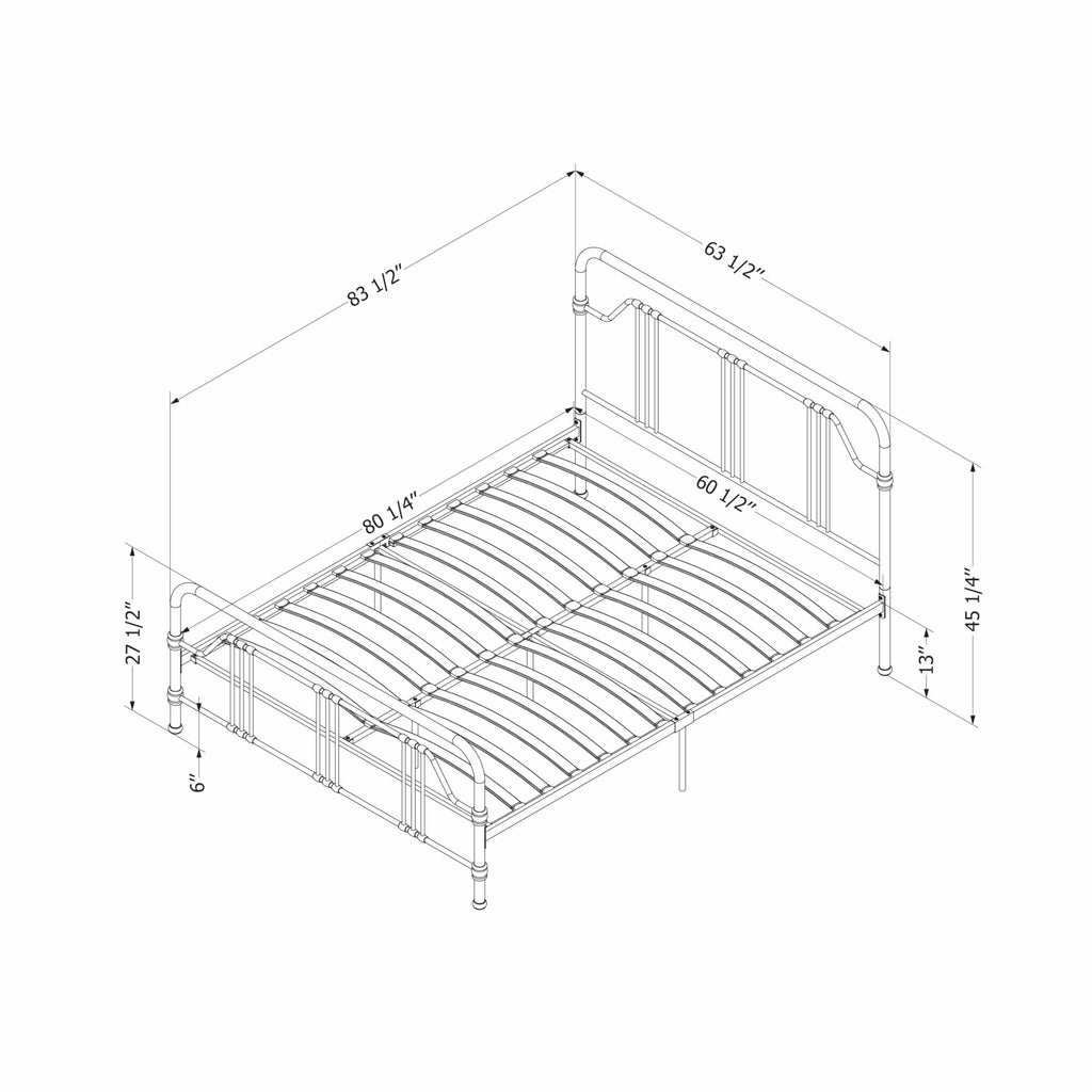 Queen Metal Platform Bed Black Y8617