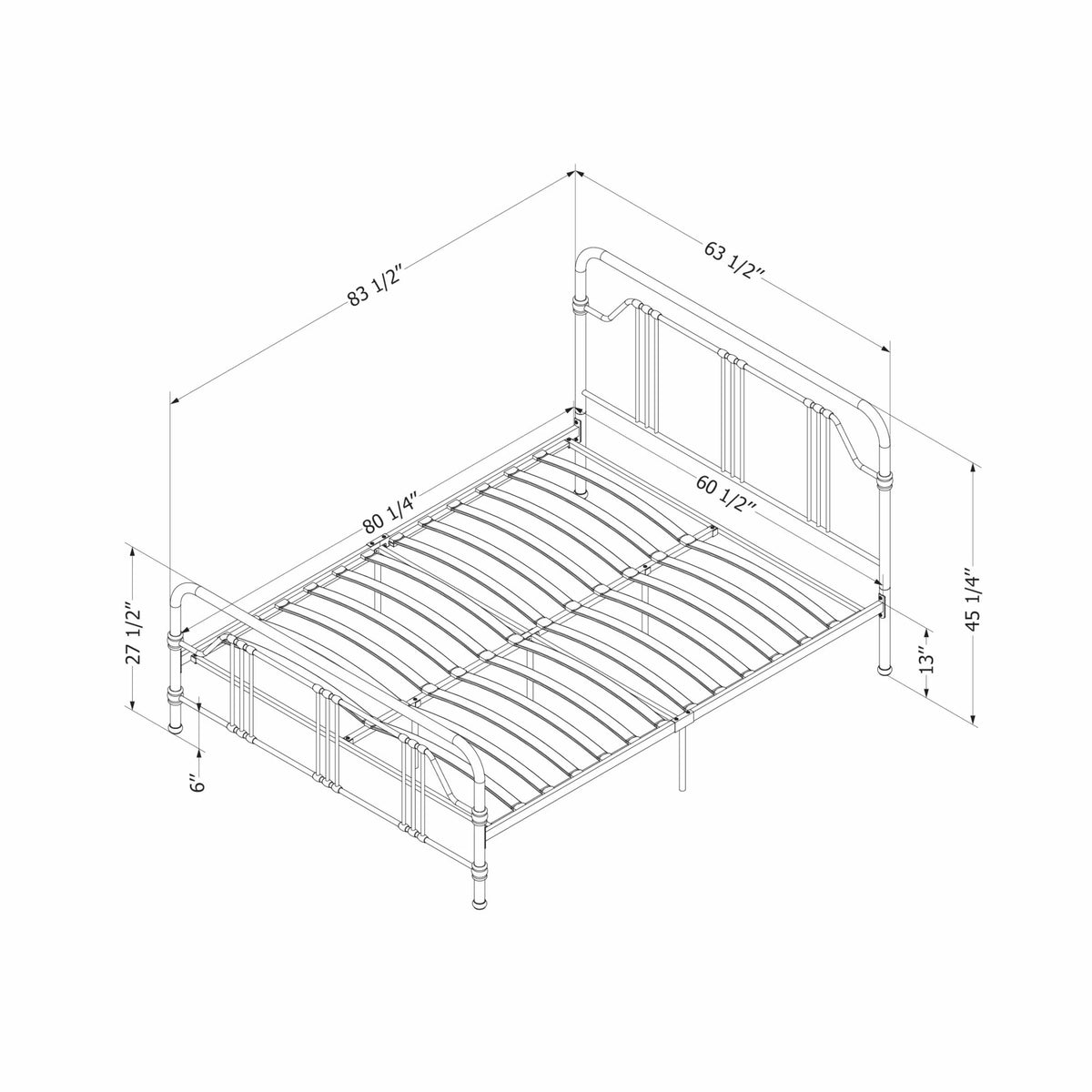 Queen Metal Platform Bed Black Y8617