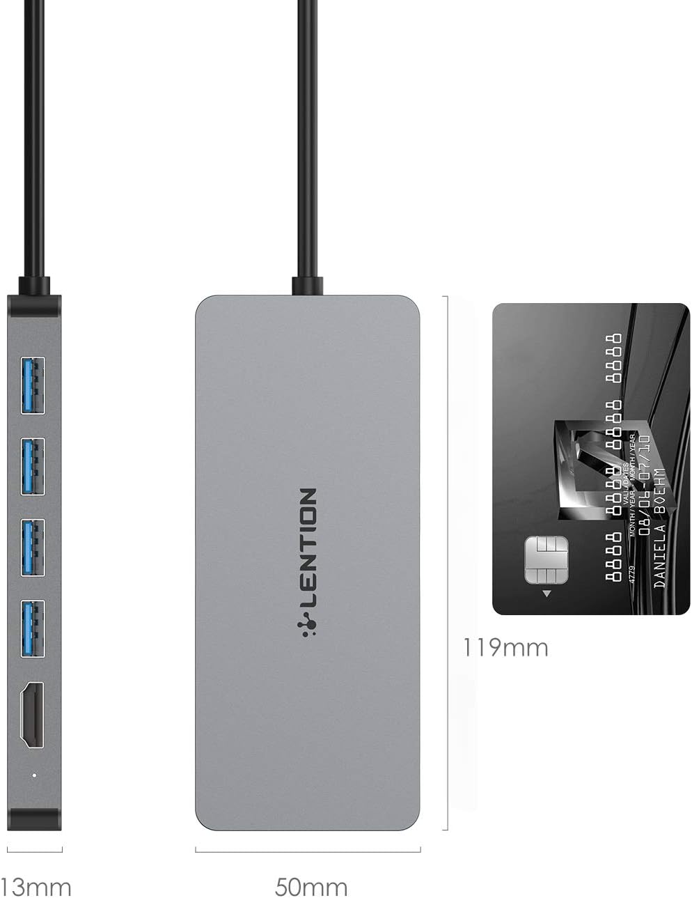 USB C Dual HDMI Hub with 4X USB 3.0, 2X 4K HDMI and 100W Type C Charging Adapter, Space Gray, Pack of 2 I856133