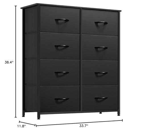 Black 8 Drawer Fabric Dresser Q16583