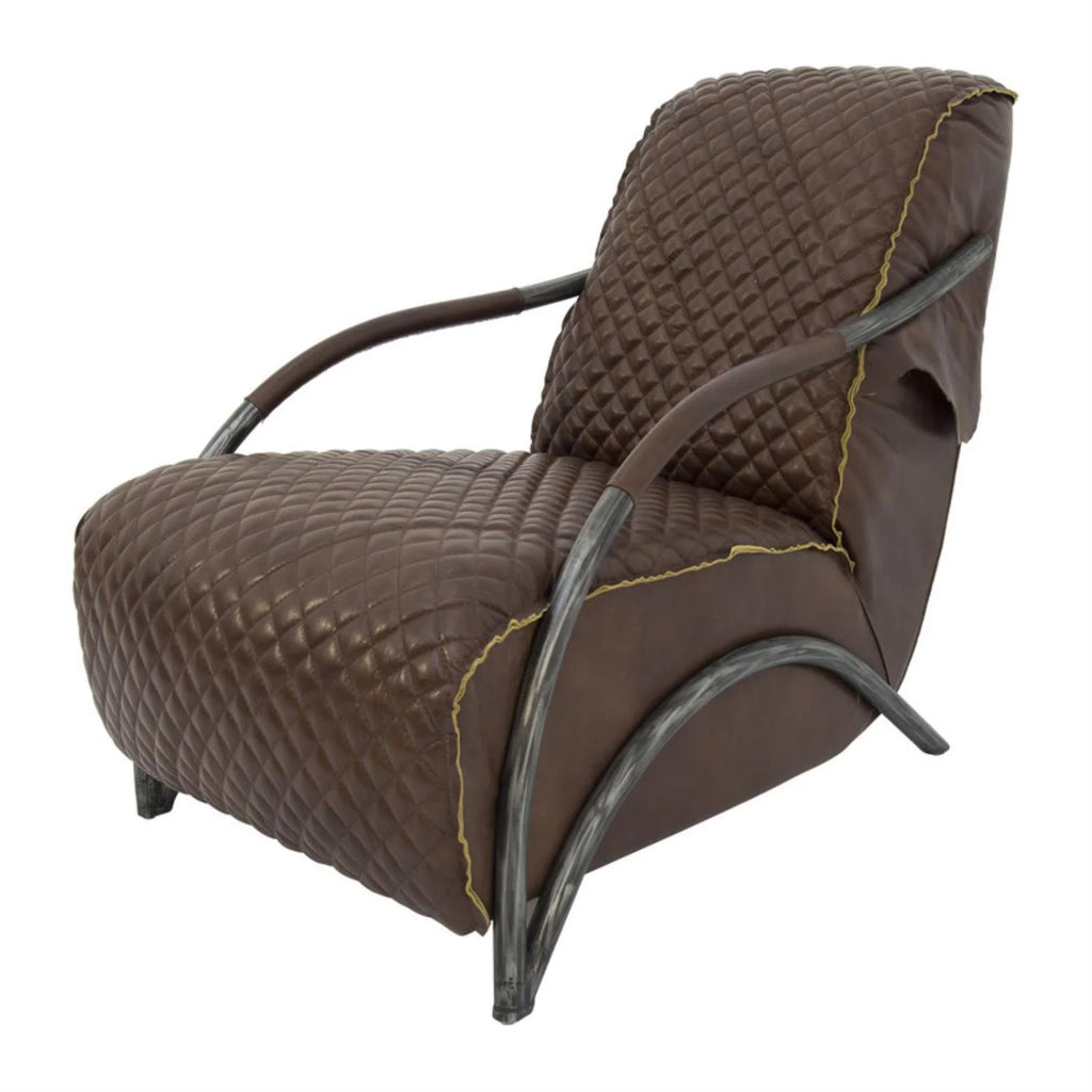Brown Tufted Leather Accent Chair X769123