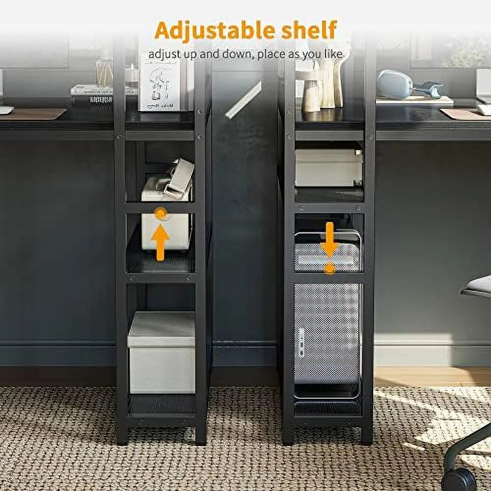 55 inch Black Computer Desk with Shelves M278