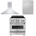 30 in. Dual Fuel Range, Range Hood, 3 Rack Dishwasher R370589