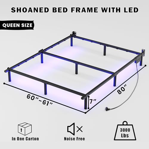 Black 7 Inch Metal Steel Bed Frame Y348159