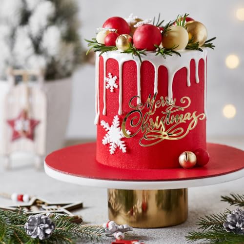 12 Pcs Acrylic Gold Mirror Christmas Cake Toppers J116