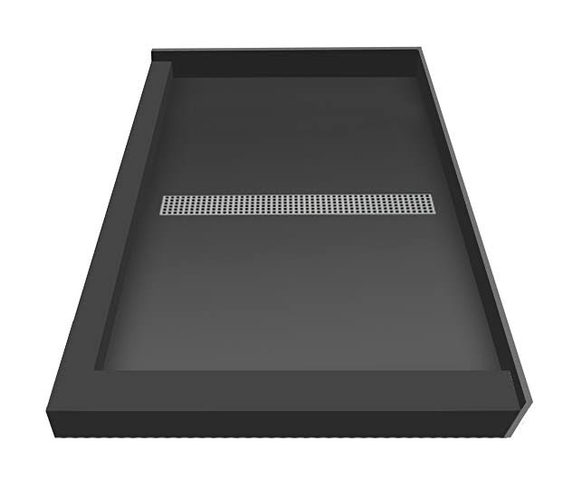 Tile Redi Double Threshold Shower Base with Center Trench Drain and Grate, Silver Z772818