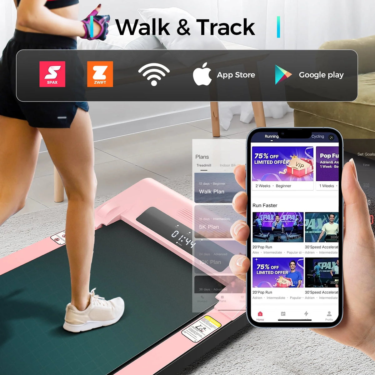 Walking Pad Treadmill 2.5HP Electric Jogging Running Machine I6009