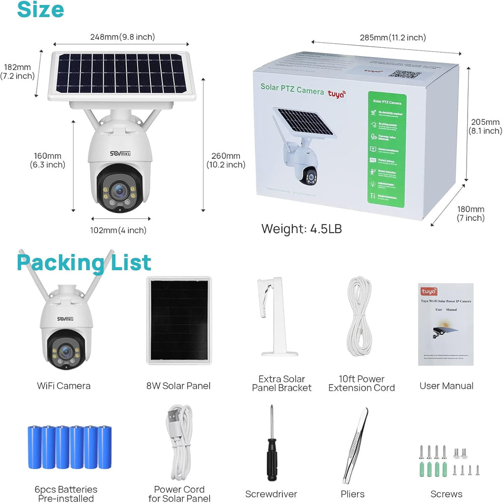 Wireless 1080P Solar Battery Powered WiFi Security Camera with 4X Digital Zoom I112722