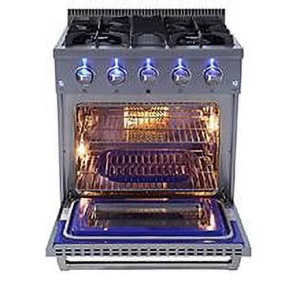 30 inch 4.2 cu. ft. Freestanding 4 Burners Blue Porcelain Oven Interior Gas Range F5101