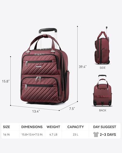 Black 16 Inch Soft Sided Underseat Carry On Luggage with Wheels W45279