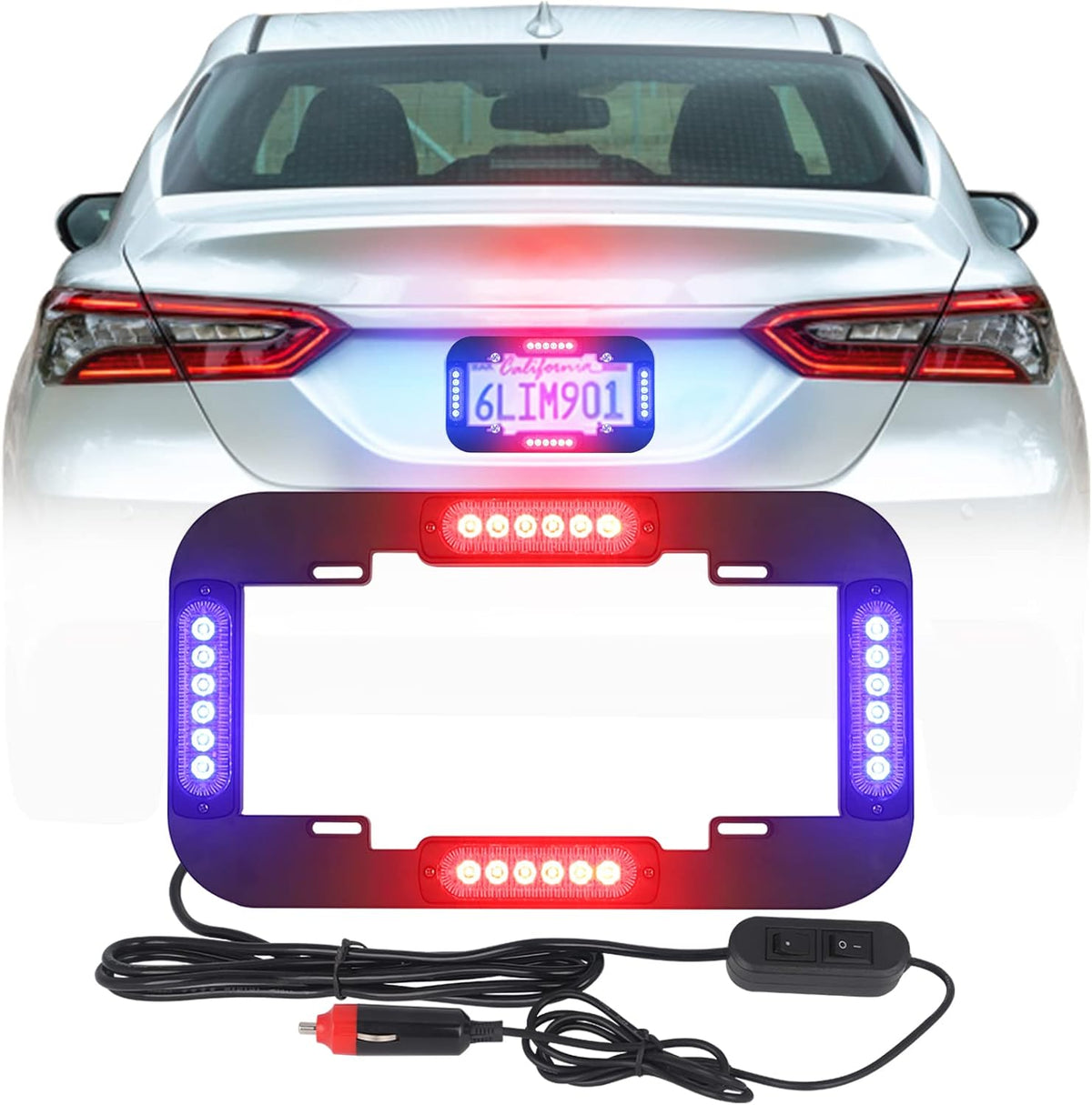 Amber and White 13.5 inch 24 LED Emergency Strobe Lights Pack of 2 A393