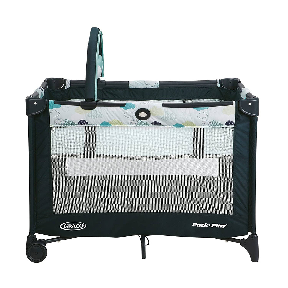 Full-Size Infant Bassinet Playard with Push Button Compact Fold D631