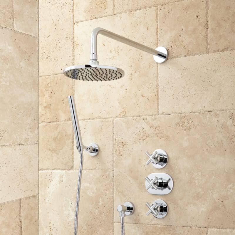 Thermostatic Shower System with Rainfall Shower Head and Hand Shower Chrome U315957