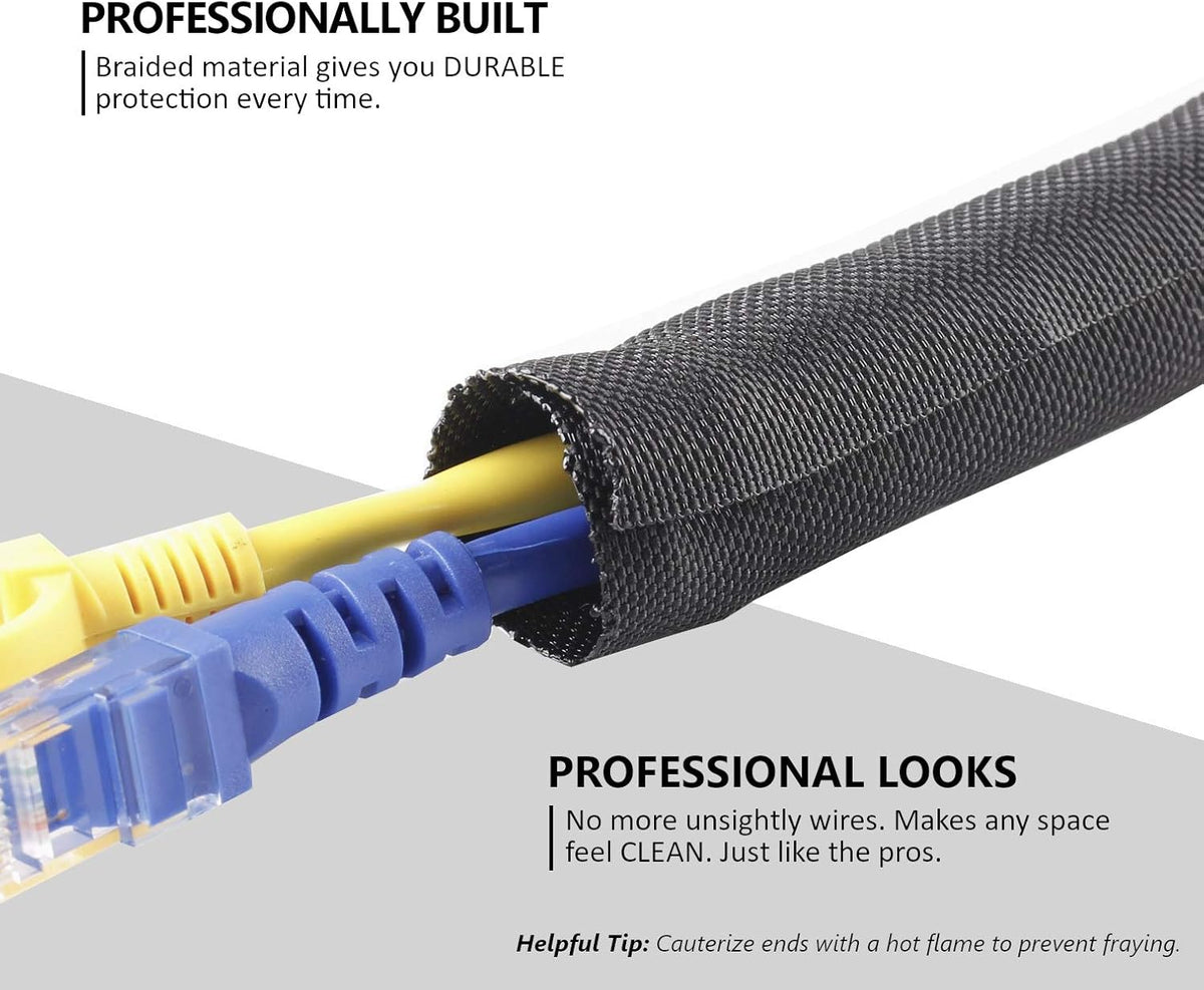 25 feet (3/4") Pack of 2 Woven Mesh Split-Sleeve Wire Loom C7741