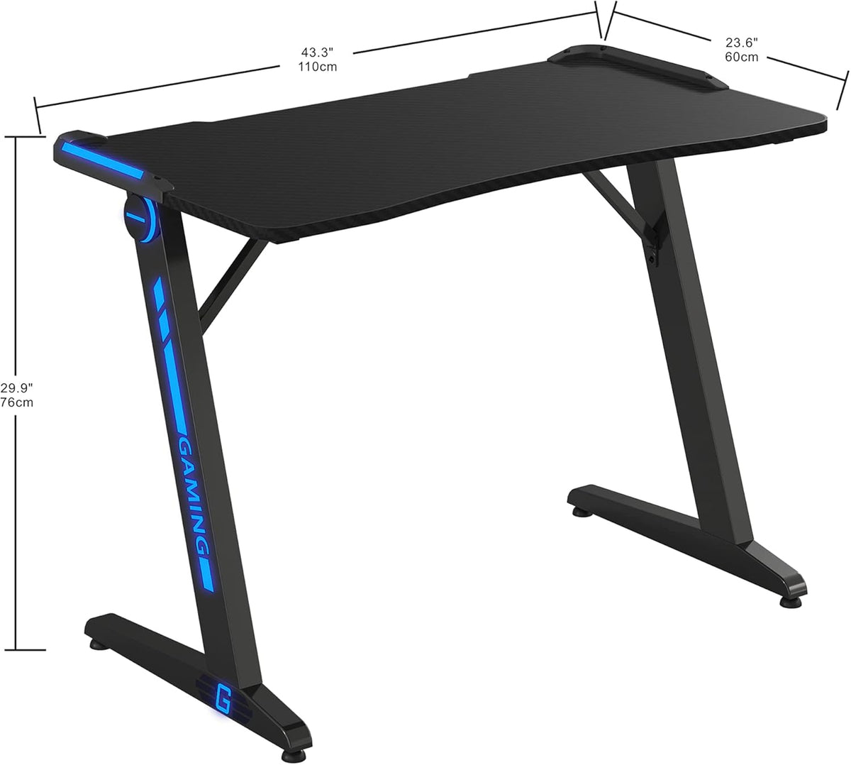 47 inch R-Shaped Gaming Desk with RGB Lighting P669