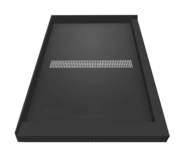 Tile Redi Double Threshold Shower Base with Center Trench Drain and Grate, Silver Z772818