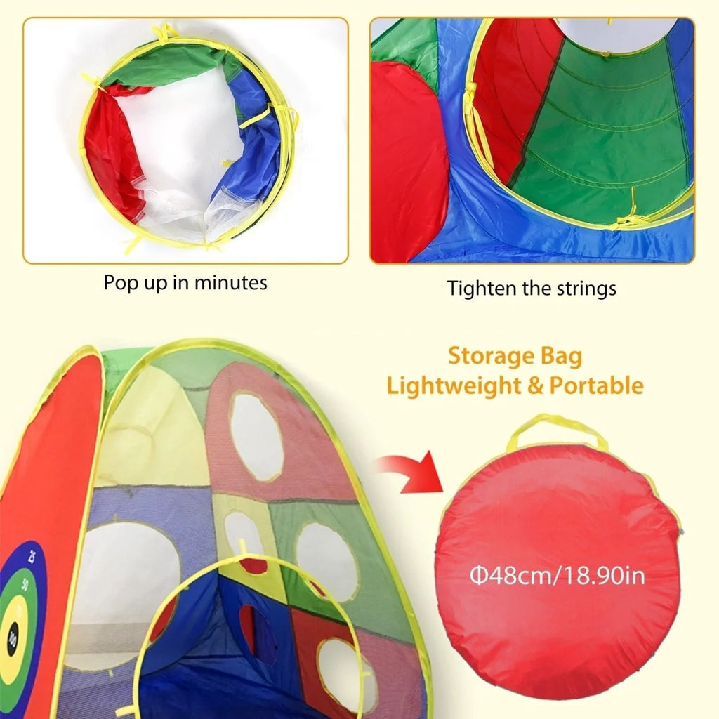 5Pcs Kids Ball Pit Tents Pop Up Playhouse with 2 Crawl Tunnel & 2 Tent H824