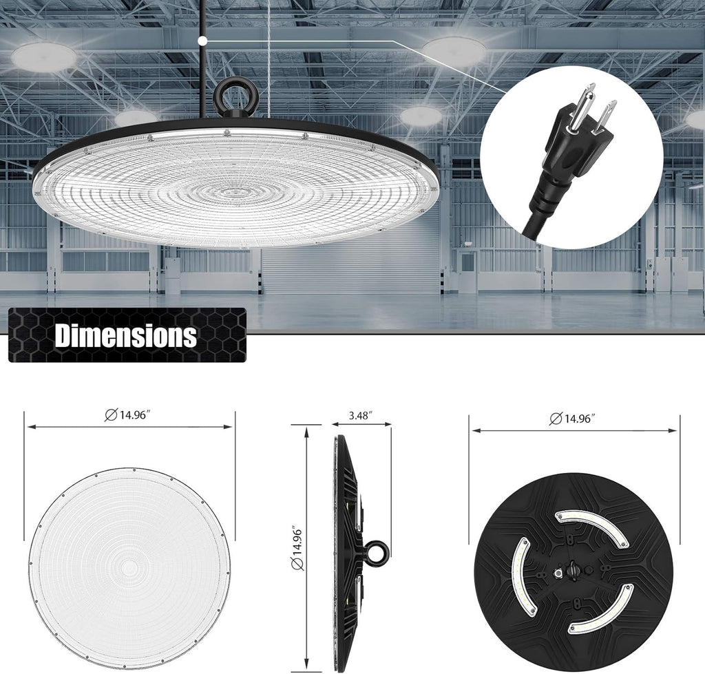 UFO LED High Bay Light with 110V Plug, 5000K Daylight D544206