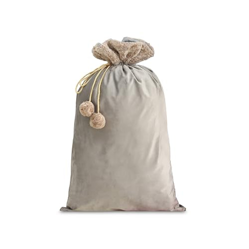 Reusable Drawstring Plush Christmas Gift Bag K621336