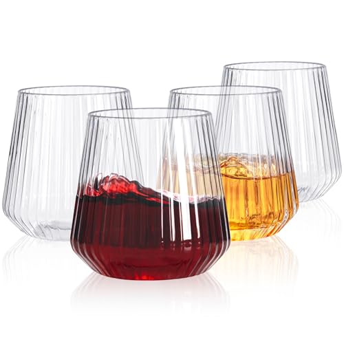 24 Pack 10 OZ Clear Plastic Wine Glasses with Stem S71602