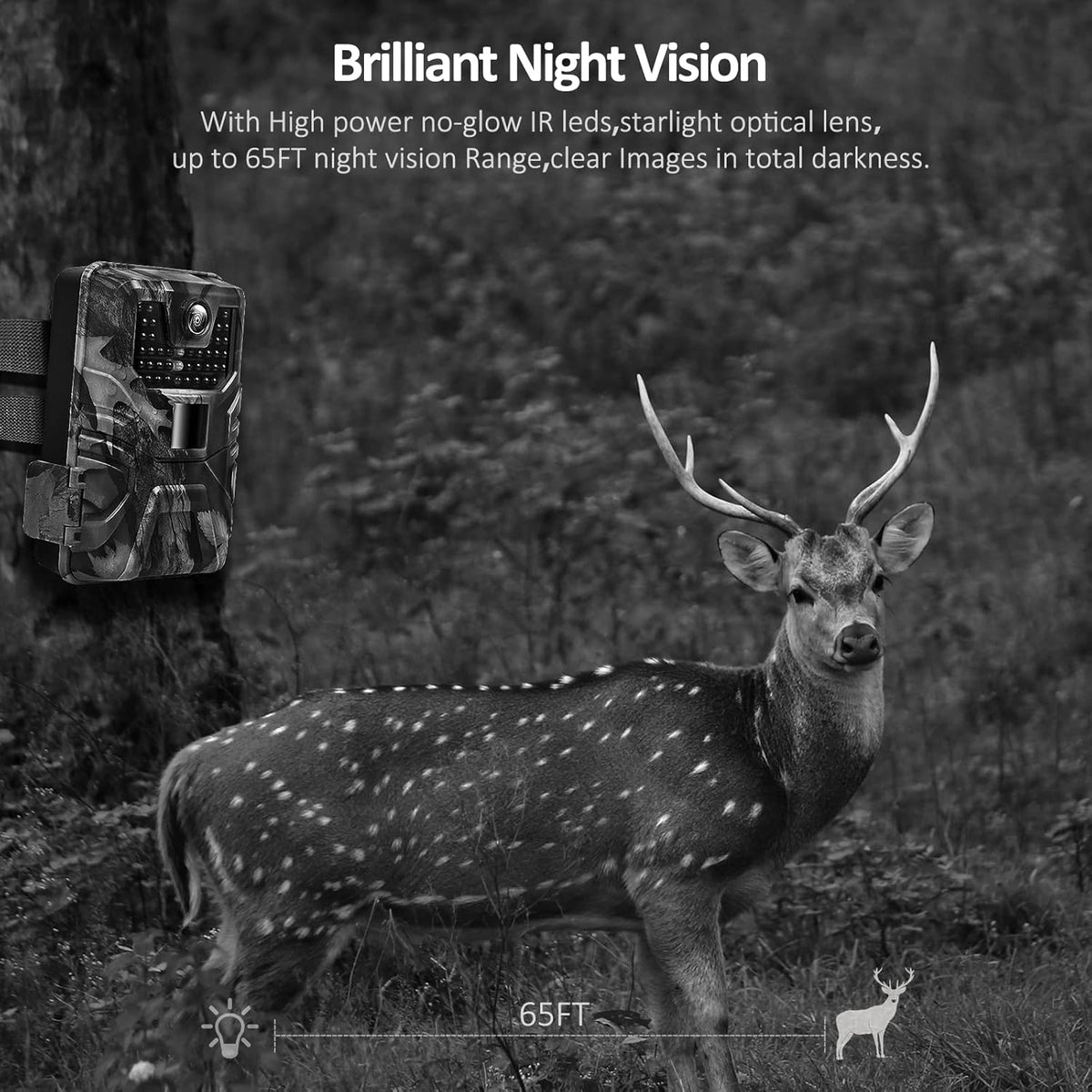 Wifi Trail Camera 30 MP 4K Bluetooth Wireless 65FT Night Vision IP66 S132864