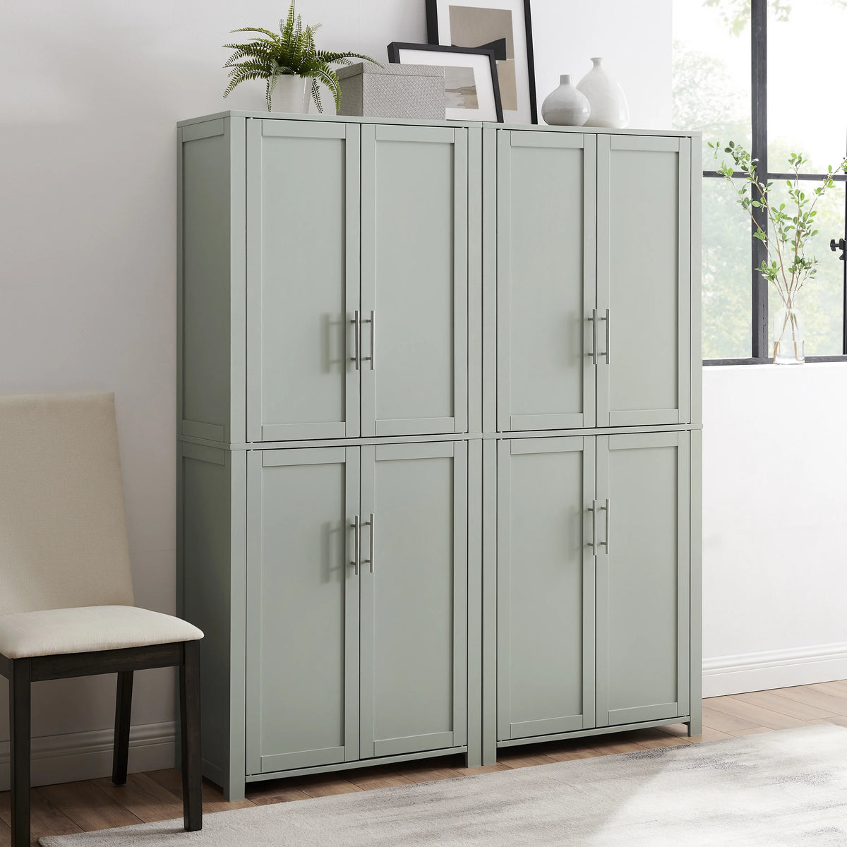 Tall Wood Pantry in Gray (Set of 2) V4619