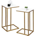 White Marble C Shaped Side Table Set of 2 R37908
