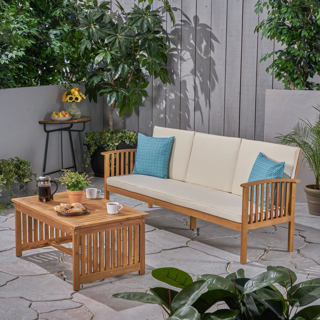 2 Piece Acacia Wood Outdoor Sofa Set U243187