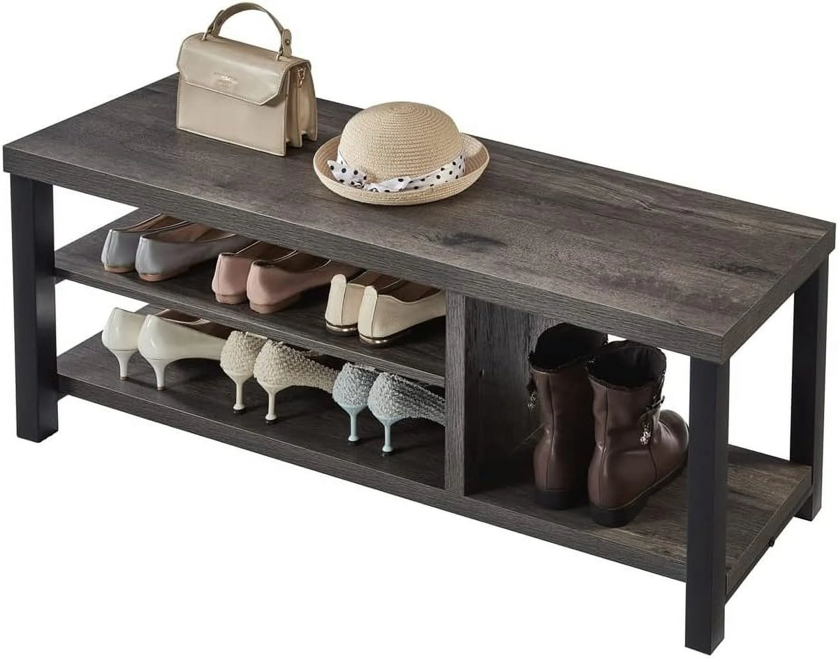 Grey Rustic Storage Bench S2899