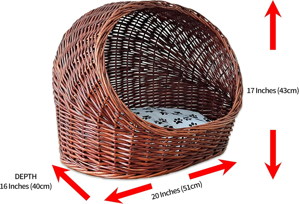 Willow Basket Cat House with Cushion Q687