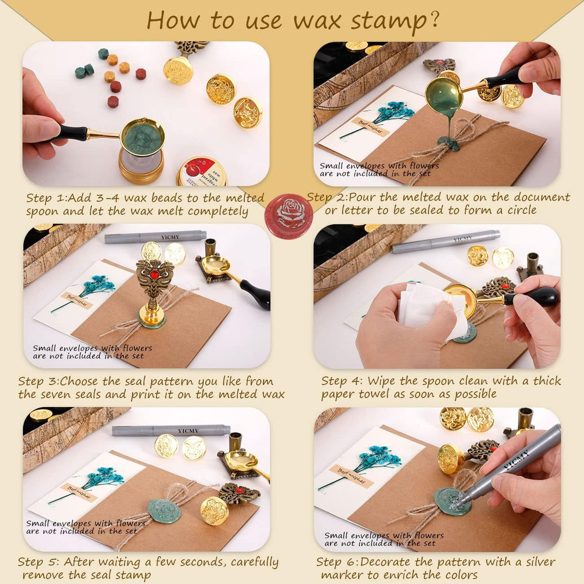Pheasant Quill Pen and Ink Set Wax Seal Stamp Kit with Leather Journal Notebook Feather Dip Pen, Calligraphy Pen Set, 7 Wax Stamp Heads, Pack of 2 T759626