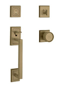 Satin Brass/Black Single Cylinder Sectional Handleset with Knob P118219