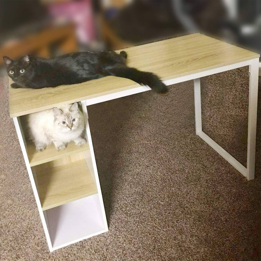 Wood Computer Desk with 5 Side Shelves L384