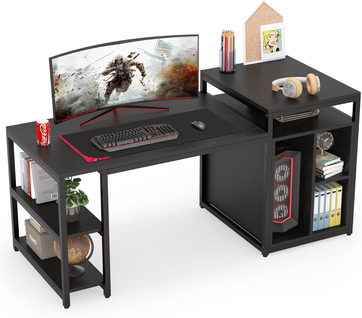 Black Computer Desk with Storage Shelf S830854