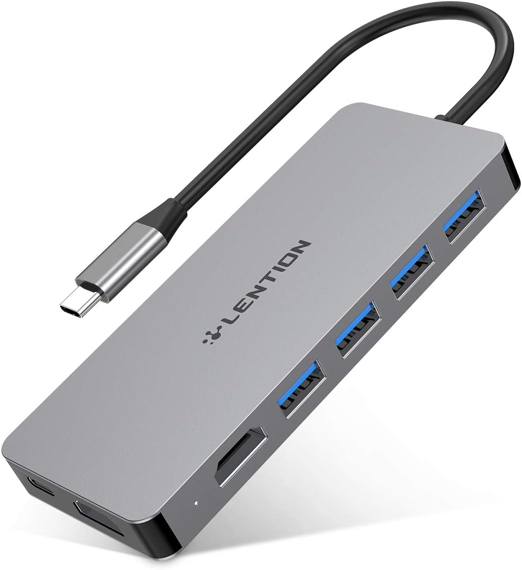 USB C Dual HDMI Hub with 4X USB 3.0, 2X 4K HDMI and 100W Type C Charging Adapter, Space Gray, Pack of 2 I856133