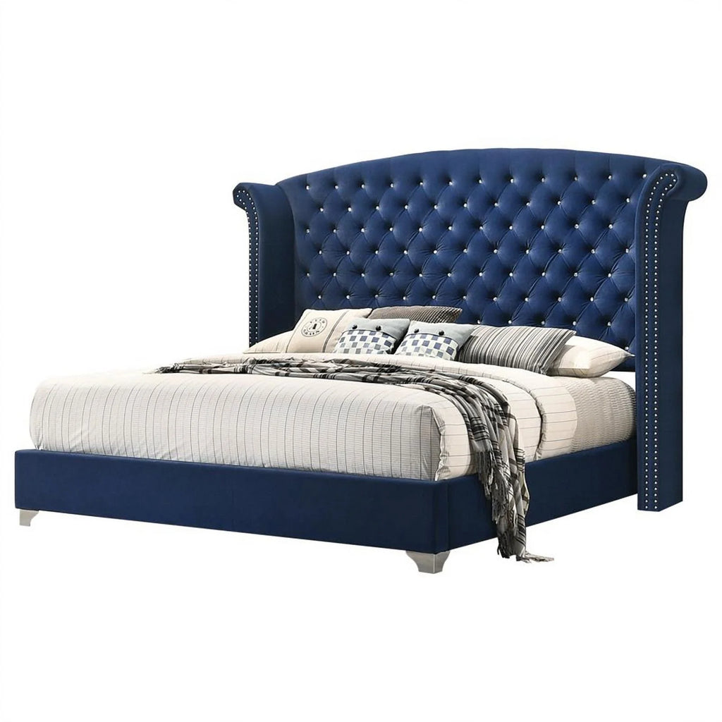 King Wingback Upholstered Bed Pacific Blue G694