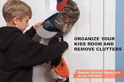 Black Over-The-Door Hat Rack Holds 18 Caps F934