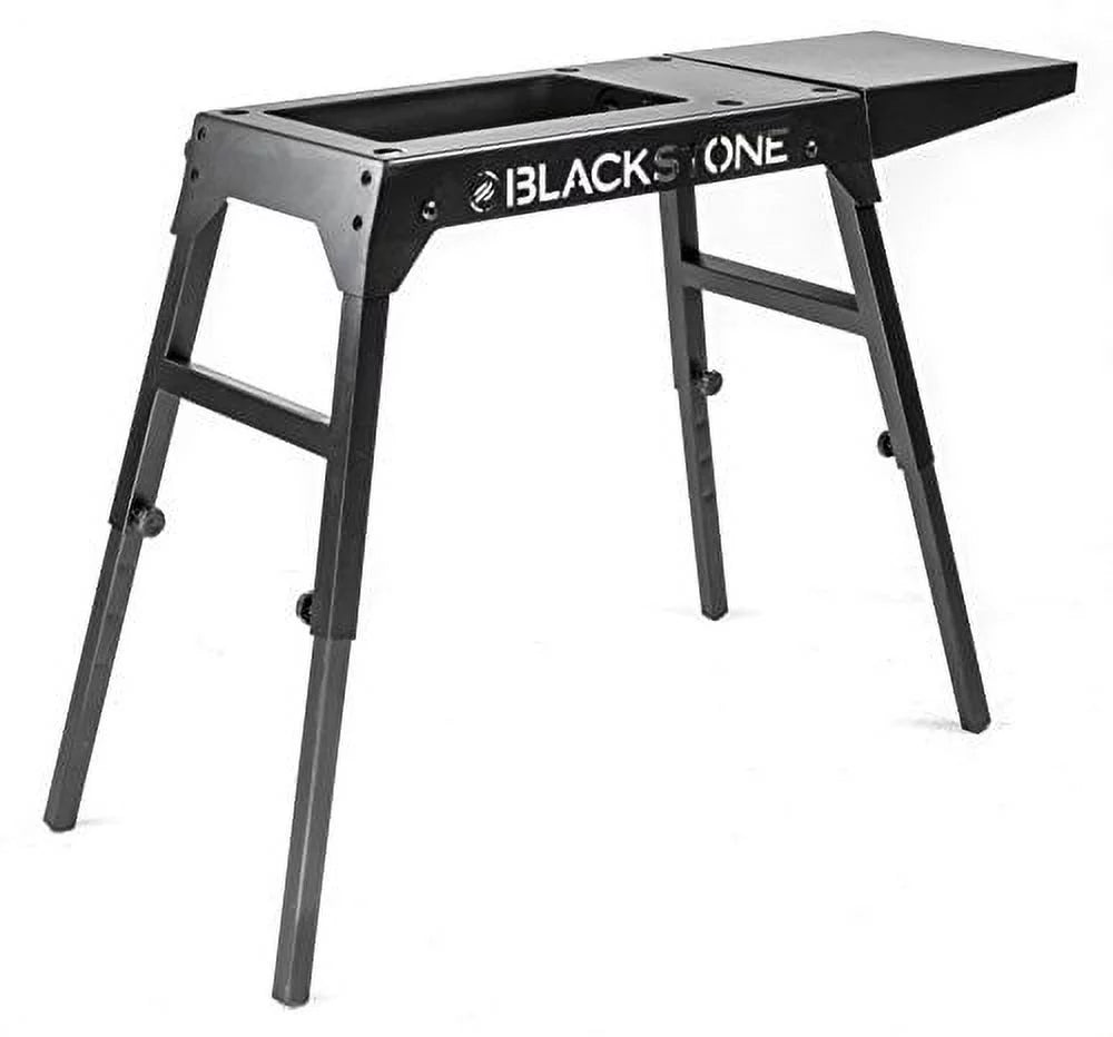 Black Universal Griddle Stand with Adjustable Leg and Side Shelf X411080