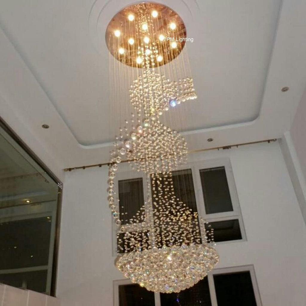 Modern Contemporary Spiral Round Rain Drop K9 Crystal Chandelier Light Fixture S63843