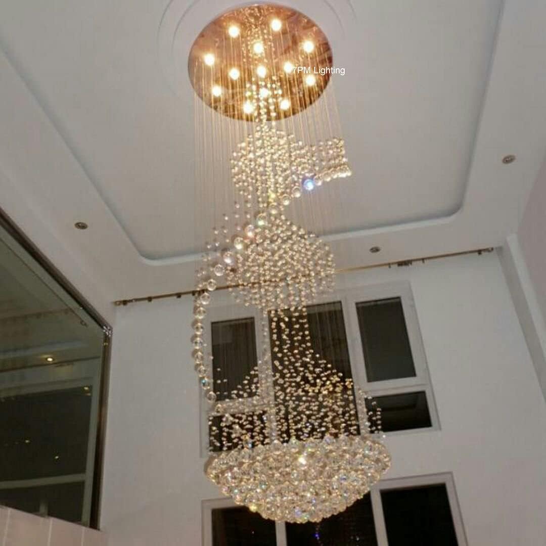 Modern Contemporary Spiral Round Rain Drop K9 Crystal Chandelier Light Fixture S63843