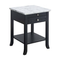 White Faux Marble End Table with Drawer K2899