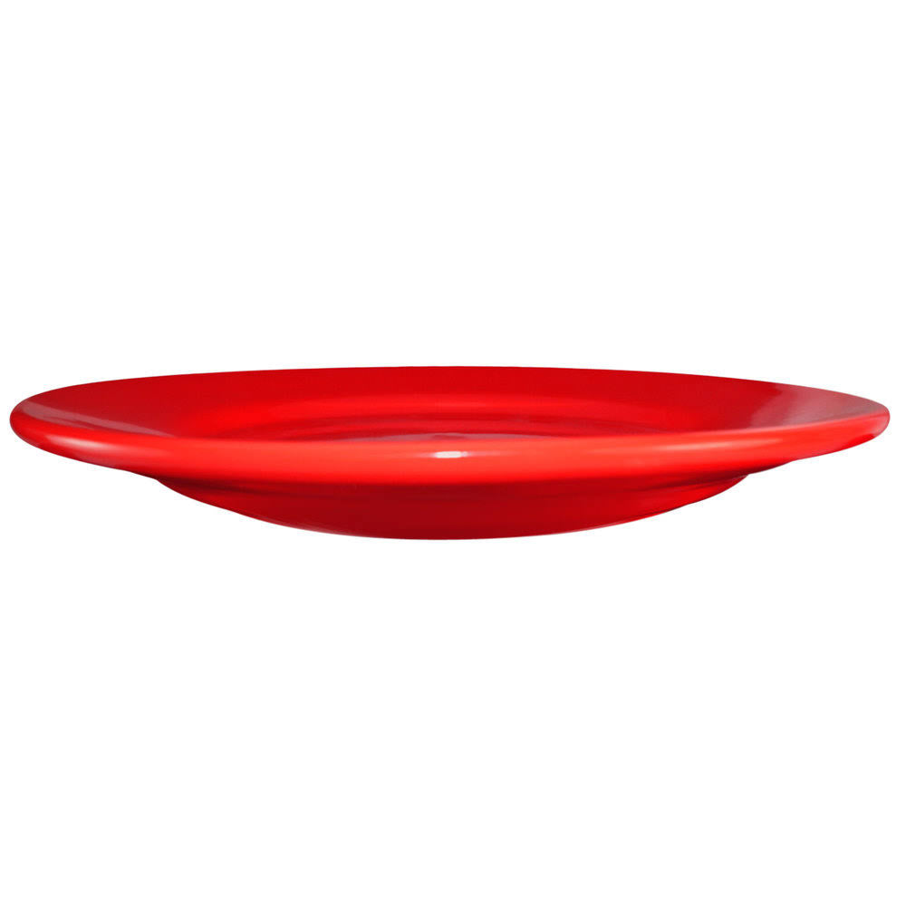 Crimson Red Stoneware Rolled Edge Wide Rim Plate - 12/Case Z9330
