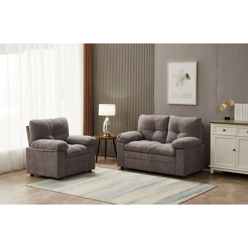 Linen 2 Piece Living Room Set Brown S2044