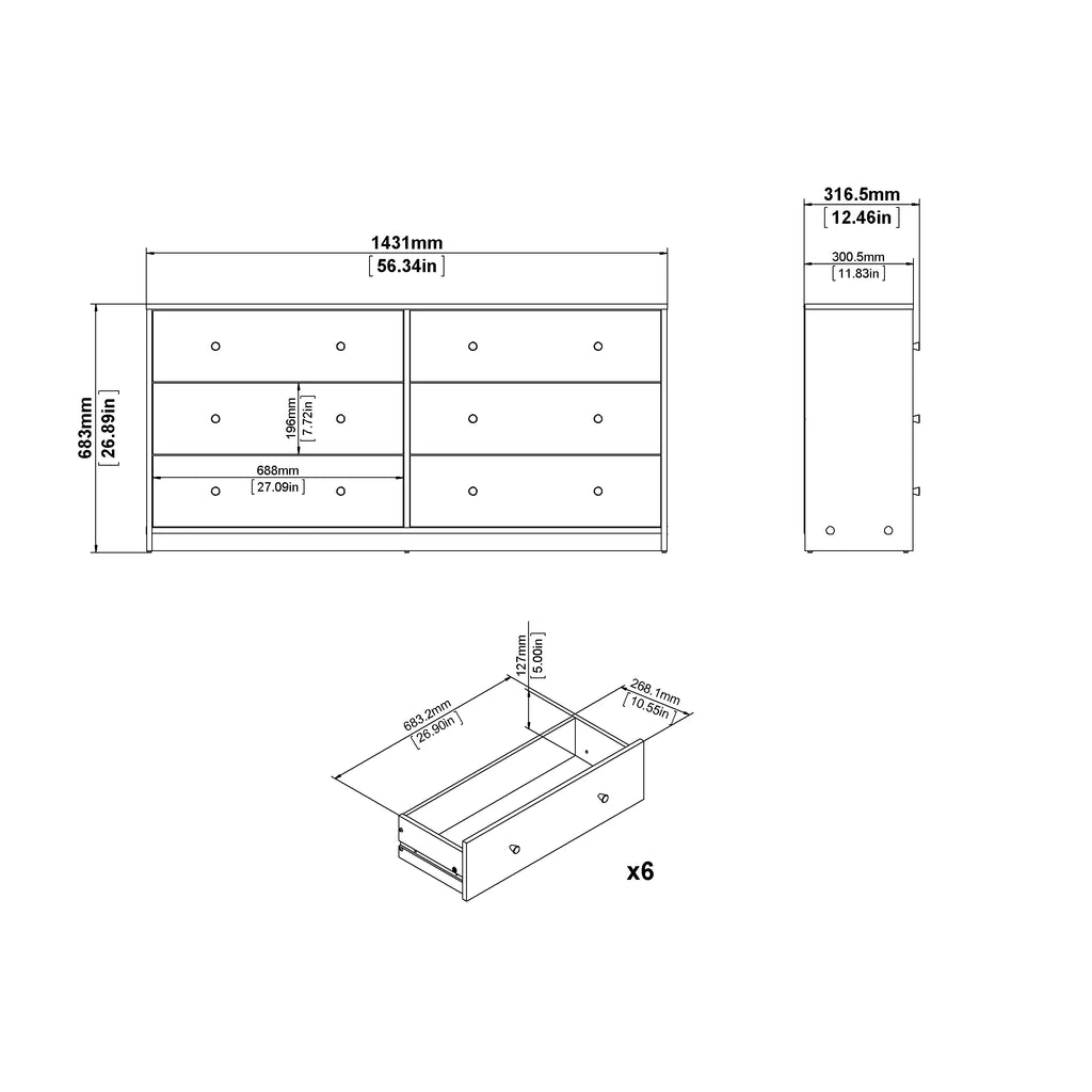 6 Drawer Double Dresser S79439