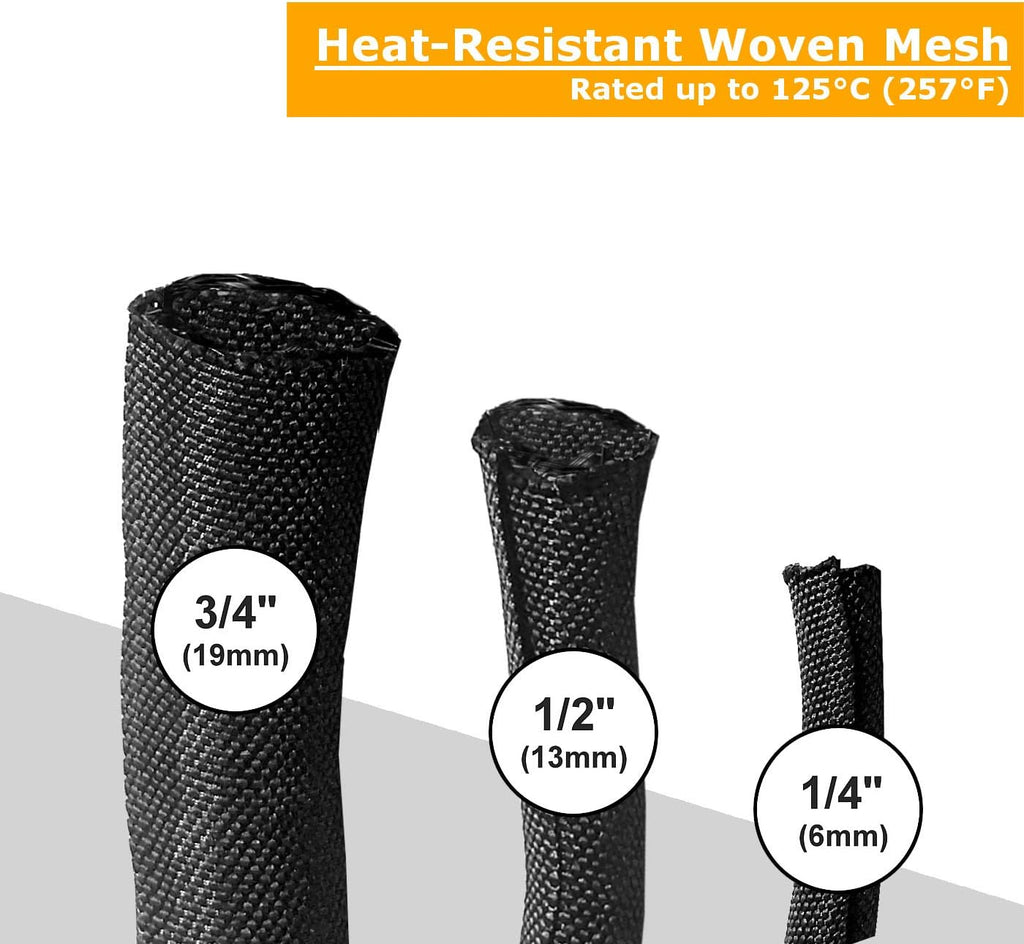 25 feet (3/4") Pack of 2 Woven Mesh Split-Sleeve Wire Loom C7741