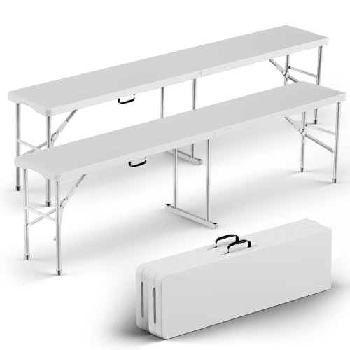 White 6 ft Folding Plastic Bench 2 Pack P29343