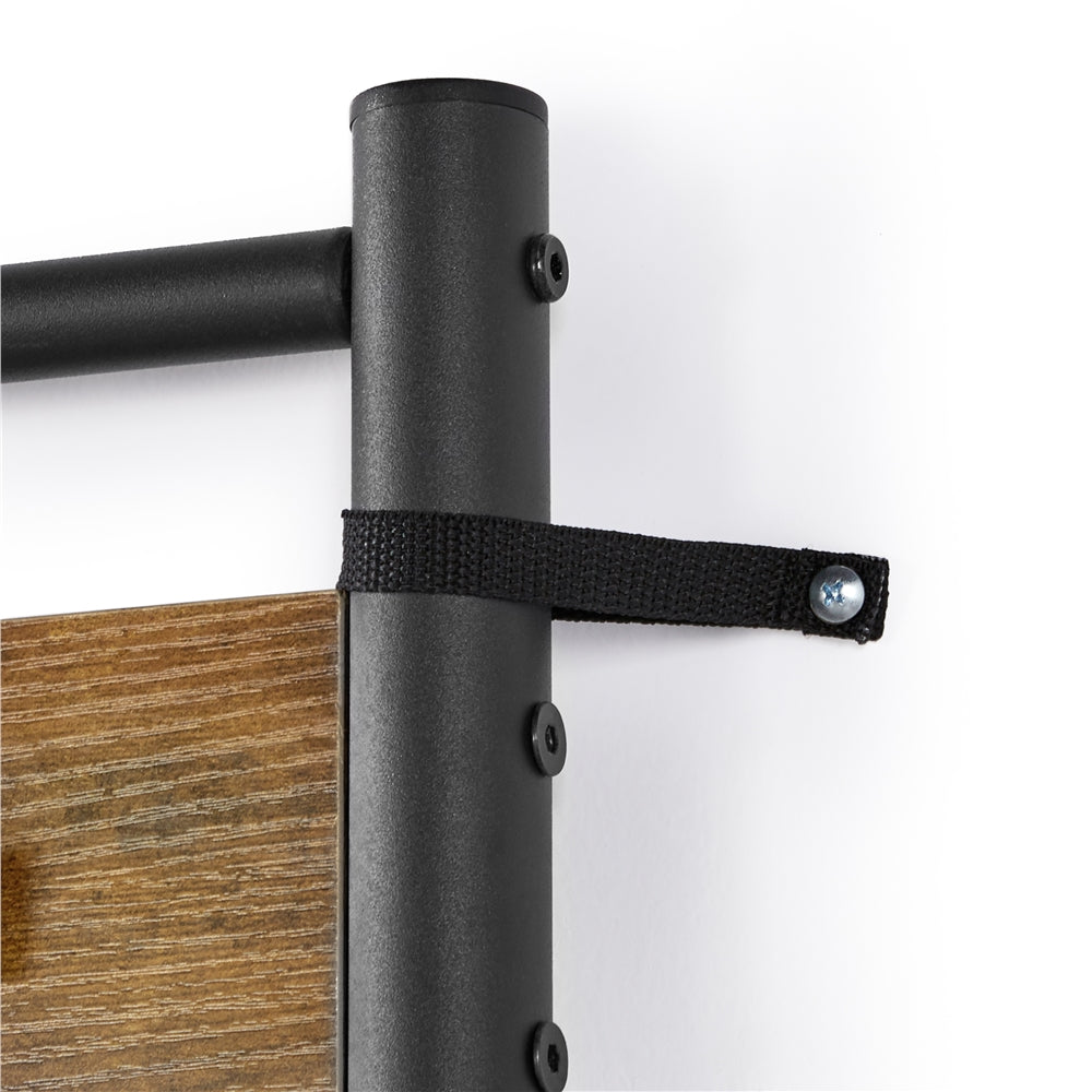 Rustic Brown Wooden Entryway Coat Rack with Shoe Storage Bench H20236