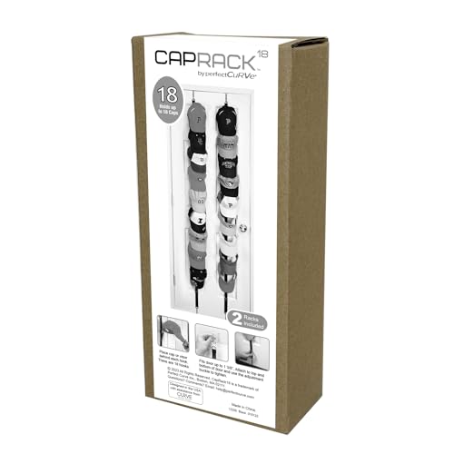Black Over-The-Door Hat Rack Holds 18 Caps F934